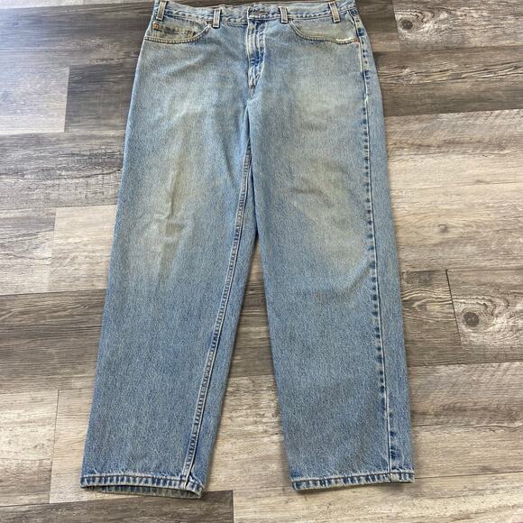 Vintage 90s Levis 550 Faded Blue Red Tab Mens 37x30 Relaxed Fit Denim Jeans - Picture 3 of 13